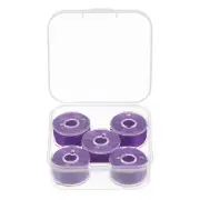 Prewound Sewing Bobbin Thread Set of 5pcs with Storage Plastic Case, Deep Purple