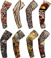 Tattoo Sleeves, 8 Pcs Fake Tattoos Sleeves to Cover Arms Stretchy Nylon Arm Slee