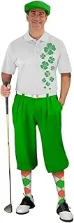 [Golf Knickers] Irish Homeland Clovers St Patick's Day Design Traditional (Plus Fours) Outfit for Men (Lime)