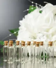 24 Small Glass with Cork Bottles 1.5" tall for Wedding Favors DIY Crafts
