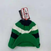 NWT Minnesota North Star Beanie Hat Visor Trapper Cap Green Striped OSFM
