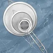 4PCS Fine Mesh Strainer Food Colanders, Premium Stainless Steel Sieve Strainers with Sturdy Handle, Mini Small Medium Large Size Sifters for Kitchen, Rice, Juice, Food,Pasta,Flour,Baking