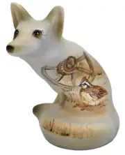 Fenton Gift Shop Limited Edition Fox with Quail Wagon Wheel Theme Hand Painted