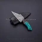 Rare!! Custom Handmade Damascus Steel Skinner Knife Wood and Resin Handle