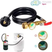 1Lb To 20Lb 40'' Propane Refill Adapter Extension Hose with Gauge On-Off Control