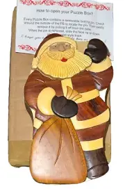 Carver Joe Handcrafted SANTA 3D Puzzle Box.
