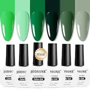 JODSONE 10ml Green Gel Nail Polish 6 Pcs Gel Nail Polish Set All Seasons Neutral Soak off U V Lamp Gel Manicure Set for Nail Art Collection St. Patrick's Day Gift To Her