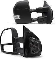TOEMIRR Towing Mirrors fit for Ford F250 F350 F450 F550 Super Duty 2017 2018 2019 2020 Heated Power Temperature Sensor Turn Signal Light Auxiliary Light Manual Telescopic Black Tow Mirrors