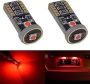 KaTur T10 Canbus LED Red Car Light Bulbs T10 W5W 3 SMD 5050 Super Bright 194 168 175 192 2825 Wedge LED Car Lights Source Replacement Bulbs Side Dome Map Interior Lamps (Pack of 2)
