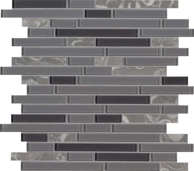 MSI SMOT-SGLSIL-LOR4MM 12" x 11-13/16" Linear Mosaic Sheet - - Grigio