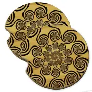 Swirls Wood Car Coaster Gift Set fit Car & Truck Cup Holder