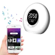 LED Colorful Wake Up Light Alarm Clock with Bluetooth Speaker Night Light Bluetooth Speakers Lamp