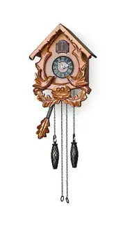 TIMEGEAR Cuckoo Clock with Night Mode, Singing Bird and Carved Wood Decoratio...