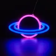 LED Planet Saturn Neon Light - batteries required (no batteries included)