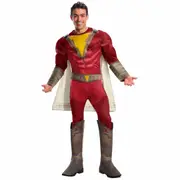 Shazam Deluxe Muscle Chest Captain Marvel DC Superhero Adult Mens Costume