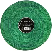 Benson Mills Jade, Emerald Green w Silver, Ombre Stria Placemats Set of 4, 15"