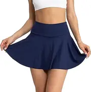 [Generic] Linen Flowy Skirts for Women Summer Casual Boho Ruffle Tiered Skirts High Waist Mini Skirt Golf Tennis Crochet Shorts