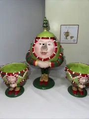 Patience Brewster Christmas Krinkles Tea Pot with Cups NEW in box