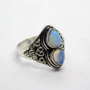 Opalite Opal Ring Size-8 925 Sterling Silver Gemstone Vintage Jewelry JP11179