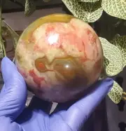 Petrified Wood Sphere Large 71mm! Rainbow & Red Jasper Fossilized Wood Crystal