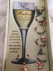 Christmas SET OF 6 WINE GLASS CHARMS/PENDANT MARKERS