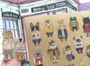 Kraft OOTD Cute Kawaii Pets Animals Sticker Sheet Scrapbook Junk Journal Hipster