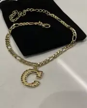Anklet Bracelet Gold Stainless Initial C With Velvet Gift Bag Adjustable New!