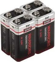 Warriors High Capacity 9V 9 Volt 4X Alkaline Super Long Lasting Battery Batteries Smoke Alarm Detectors Remote Control Car (4 Count)
