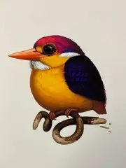 Fat Bird - 2020 Mike Mitchell poster Rufous-Backed Dwarf Kingfisher 1st