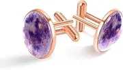 [GIAPB] 2Pcs Stainless Steel Cuff Links Mens Classic Tuxedo Shirt Cufflinks,Abstract Purple Watercolor