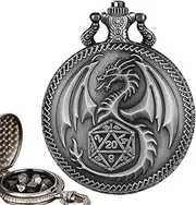 Huayeex Dragon Pocket Watch Shell Case | Antique Color Pocket Watch Case With Waist Chain - Vintage Mechanical Men's Pocket Watch Case, Pocket Display Storage For Dice, Watch