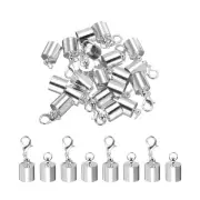 10Pcs Cord End Caps, 8.5mm End Caps Barrel Beads Kumihimo Iron (Silver)