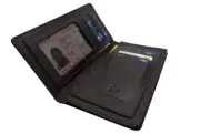 Stylish Long Leather Wallet Unisex Modern Clean Bifold Checkbook Dark Brown NEW