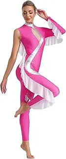 [Choomomo] Women's Single Long Sleeve Gymnastics Unitards Full Length Jumpsuit Dance Bodysuit Costume