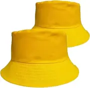 [STKARCV] Women Men Bucket Hat Beach Sun Hat Summer Sunscreen Hat Outdoor Foldable Portable Fisherman Cap(Yellow,2PCS)