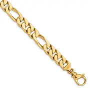 Solid 14K Yellow Gold 22 inch 9.2mm Hand Polished Fancy Link with Fancy Lobster Clasp Chain Necklace
