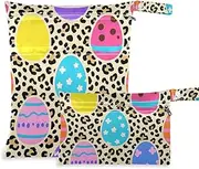 Amooorous Leopard Easter Eggs Colourful zippered bags for swimmers 2 Pack travel essentials for baby with handles for beach, pool