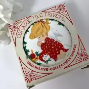 Vintage 1982 Ceramic Tile Trivets (2) Christmas Collectible from Jasco NIB