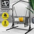 Gardeon Hammock Chair with Stand Macrame Outdoor Garden Bench 2 Seater Grey
