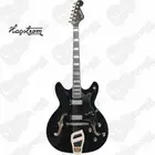 HAGSTROM 67’ VIKING II SEMI-HOLLOW GUITAR IN BLACK GLOSS WITH CASE VIK67BLK