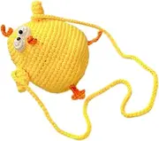 [WESIEVYA] Children's Bag Little Girl Purse Easter Chicken Bag Purse Crochet Crossbody Bag Cute Shoulder Bag Girl Purses Woven Purse Crossbody Bags Easter Purse Yarn Yellow