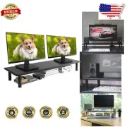 Extra Long Bamboo Dual Monitor Stand for 27-inch Screens - 39.37 Inches Long
