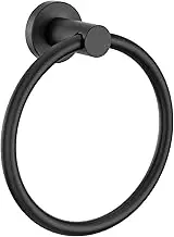 FORIOUS Towel Holder, SUS304 Stainless Steel Wall Mounted, Modern Towel Rack Round, Holder Ideal for Bath, Kitchen, RV, Matte Black
