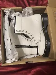 Dr. Martens 1460 Twin Zip Boots White Leather Size 8