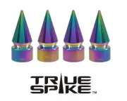4 TRUE SPIKE NEOCHROME SPIKED TPMS WHEEL AIR VALVE STEM COVER CAP FOR MITSUBISHI (for: Mitsubishi)