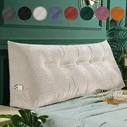 Velvet Triangular Headboard Wedge Pillow, Removable Cover Headboard Pillow Daybed Bunk Bed, Backrest Positioning Support Pillow Cushion Resting Reading Relaxing (Beige, King(76 * 20 * 8in))