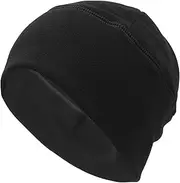 [X AUTOHAUX] Cycling Hat Keep Warm Hard Hat Liner Polar Fleece Fabric Black 29x21cm 1 Pcs