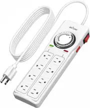 8 Outlet Surge Protector with Mechanical Timer (4 Outlets Timed, 4 Outlets Alway