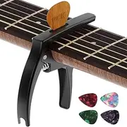 [TANMUS] 3in1 Guitar Capo for Acoustic and Electric Guitars(with Pick Holder and 4Picks),Ukulele,Guitar Accessories