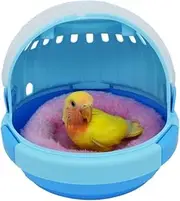 Bird Cage Bird Carrier Cage with Handle Portable Parrot Carrier Lightweight Pets Travel Suitcase Transparent Bird Supplies(Blue)